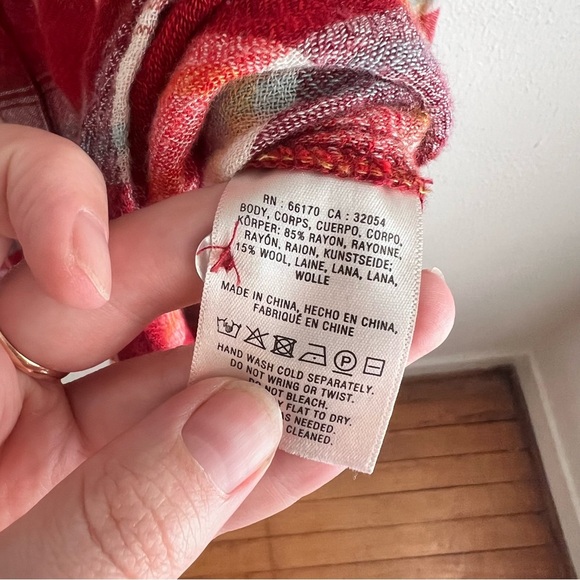 Anthropologie Akemi + Kin Lucie Plaid Tunic Red Oversized Size Small Long Line - Picture 8 of 9